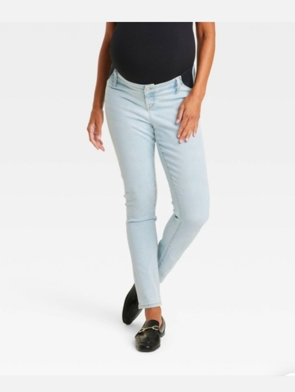 Isabel Maternity By Ingrid Under Belly Skinny Maternity Pants Light Blue